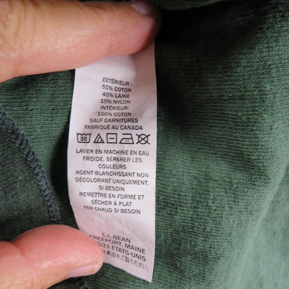 LL Bean Shirt Mens Large Green Long Sleeve Henley Cotton Wool Blend Button-Up - Picture 5 of 9